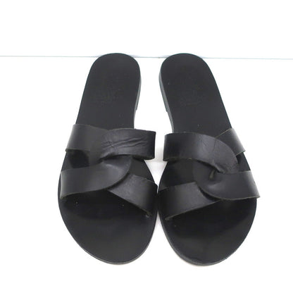 Ancient Greek Sandals Desmos Slides Black Leather Size 38
