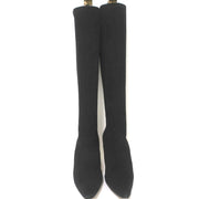 Manolo Blahnik Pascalare Knee High Boots Black Stretch Suede Size 38.5