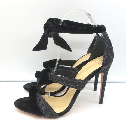 Alexandre Birman Mary Knot Sandals Black Glitter & Velvet Size 39 NEW