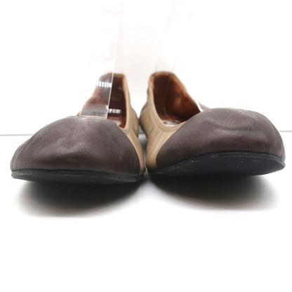 Lanvin Cap Toe Ballet Flats Taupe/Brown Two-Tone Leather Size 38.5