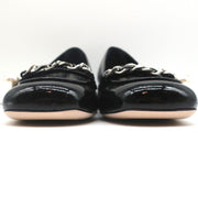 Miu Miu Chain Link Loafers Black Patent Leather Size 36.5 NEW