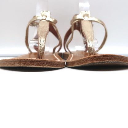 K.Jacques Buffon T-Strap Sandals Platinum Disco Leather Size 38
