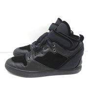 Balenciaga High Top Sneakers Black Leather & Velvet Size 40