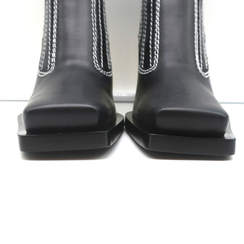 Proenza Schouler Gold Heel Chelsea Boots Black Leather Size 36.5 NEW