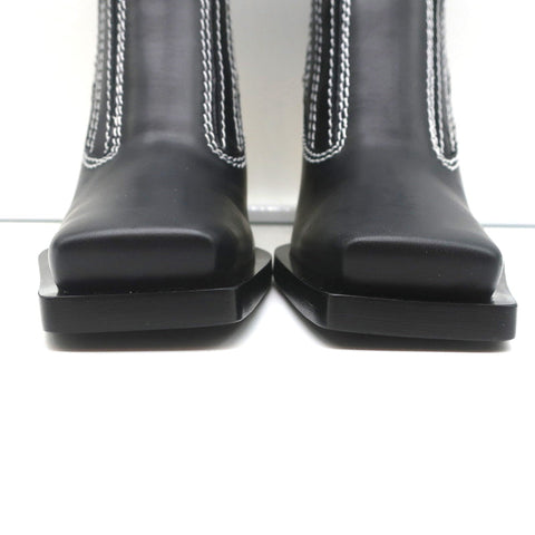 Proenza Schouler Gold Heel Chelsea Boots Black Leather Size 36.5 NEW