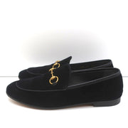 Gucci Jordaan Horsebit Loafers Black Velvet Size 37.5