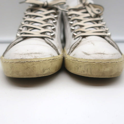 Leather Crown Iconic Stud Low Top Sneakers White & Black Leather Size 38