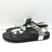 Isabel Marant Leakey Ruffle Sandals Silver Metallic Leather Size 41