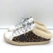 Golden Goose Superstar Sabot Shearling Sneakers Leopard Print Calf Hair Size 37