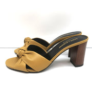 Saint Laurent Bianca Knot Mules Mustard Yellow Leather Size 36.5 Slide Sandals