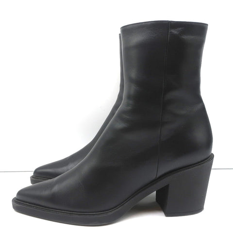 Gianvito Rossi Dylan Ankle Boots Black Leather Size 41.5 Pointed Toe High Heel