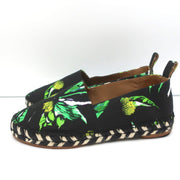 Proenza Schouler Espadrilles Black Floral Print Canvas Size 6 Slip-On Flats