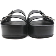 Balenciaga Mallorca Platform Slide Sandals Black Leather Size 37 NEW