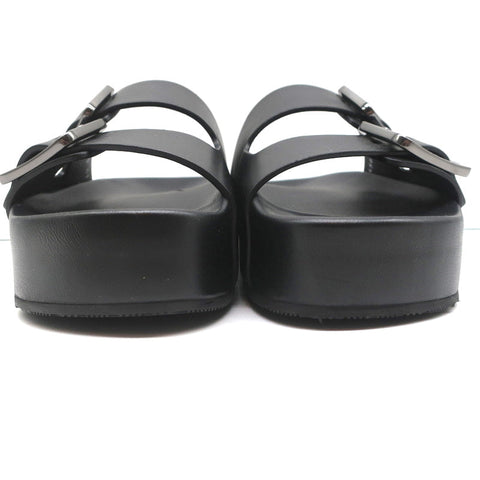 Balenciaga Mallorca Platform Slide Sandals Black Leather Size 37 NEW