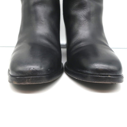 Balenciaga Metal Bar Ankle Boots Black Leather Size 38.5 Chunky Heel Booties