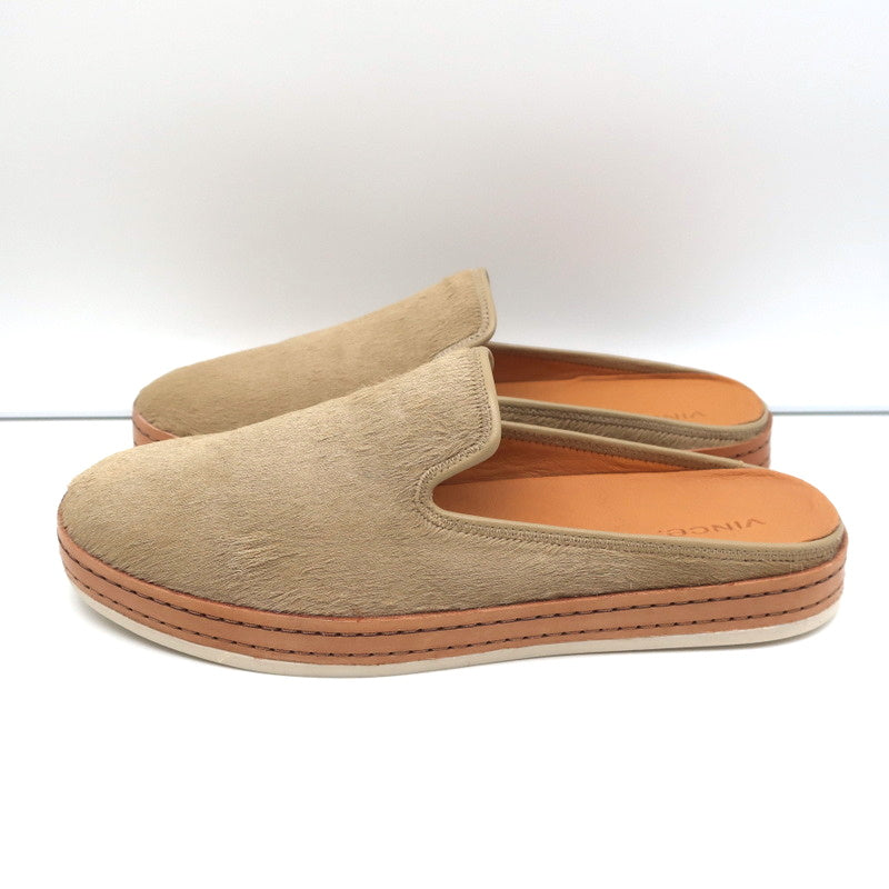 Vince Mules Canella Beige Calf Hair Size 9 Slip-On Flats NEW