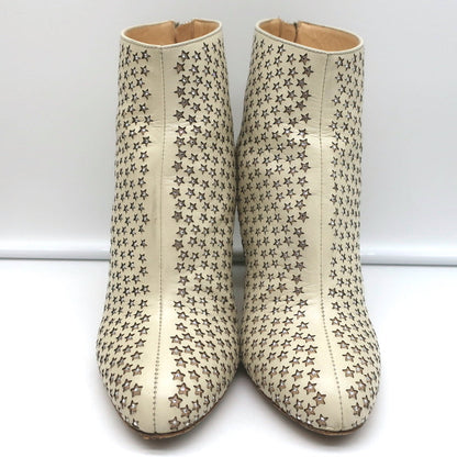 Charlotte Olympia Alba Star Ankle Boot Cream Crystal-Embellished Leather Size 38