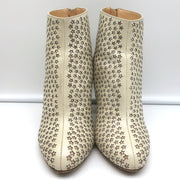 Charlotte Olympia Alba Star Ankle Boot Cream Crystal-Embellished Leather Size 38