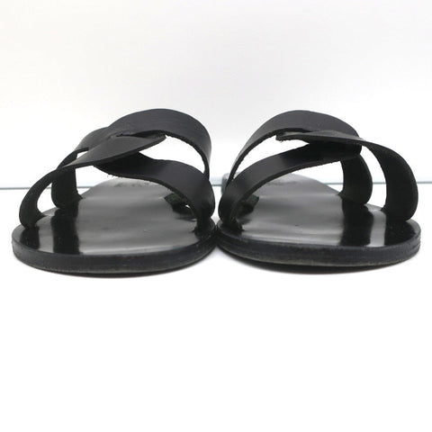 Ancient Greek Sandals Desmos Slides Black Leather Size 38