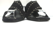 Saint Laurent Loulou Slide Sandals Black Eyelet-Trim Suede Size 39.5 High Heel
