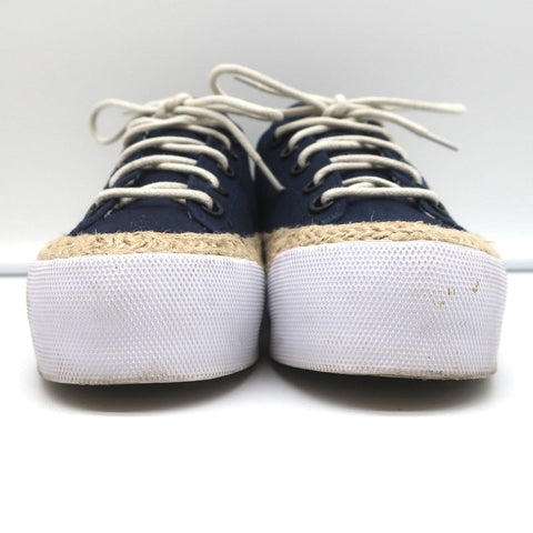 Tory Burch Platform Espadrille Sneakers Navy Canvas Size 5