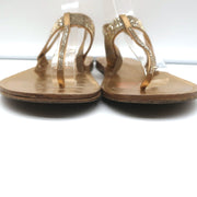 Pedro Garcia Crystal Thong Sandals Zulmar Gold Satin Size 38 Slingback Flats