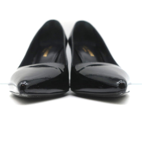 Saint Laurent Paris 80 Pumps Black Patent Leather Size 37.5 Pointed Toe Heels
