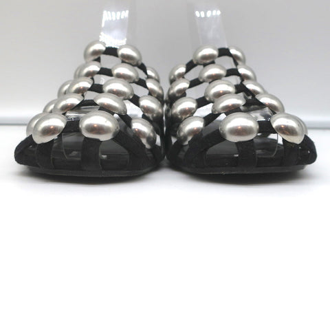 Alexander Wang Amelia Mules Black Studded Suede Size 37 Caged Sandals