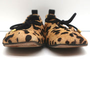 Frame Square Toe Ballet Flats Le Sunset Leopard Print Calf Hair Size 37.5