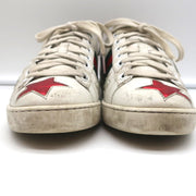 Gucci Ace Stars Low Top Sneakers White & Metallic Leather Size 36