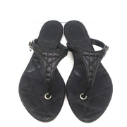 Christian Dior Cannage Thong Sandals Black Leather Size 35.5 Flat Slides