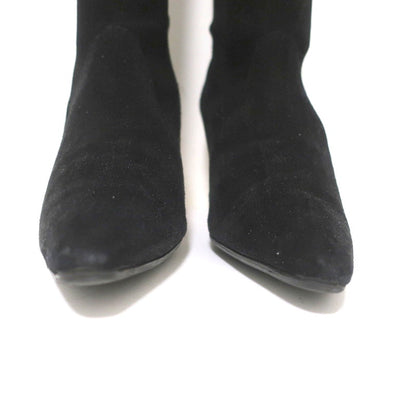 Manolo Blahnik Pascalare Knee High Boots Black Stretch Suede Size 37.5