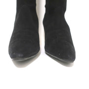 Manolo Blahnik Pascalare Knee High Boots Black Stretch Suede Size 37.5