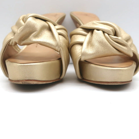 Giuseppe Zanotti Knotted Platform Mule Sandals Gold Metallic Leather Size 38.5