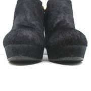 Yves Saint Laurent Platform Booties Navy/Black Leopard Print Pony Hair Size 38
