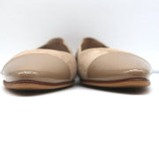 Manolo Blahnik Bipunta Cap Toe Flats Taupe Suede & Patent Leather Size 36 NEW