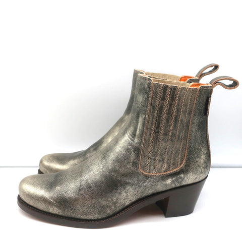 Penelope Chilvers Chelsea Boots Salva Antique Gold Metallic Leather Size 41