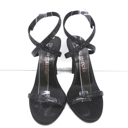 Pedro Garcia Ankle Strap Sandals Clara Black Crystal-Embellished Satin Size 37