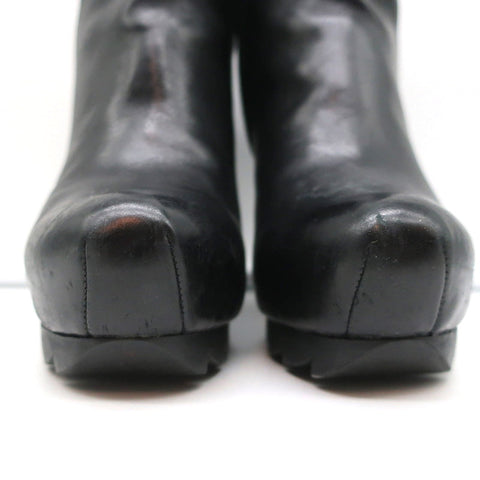 Camilla Skovgaard Saw-Sole Wedge Booties Black Leather Size 36 Ankle Boots