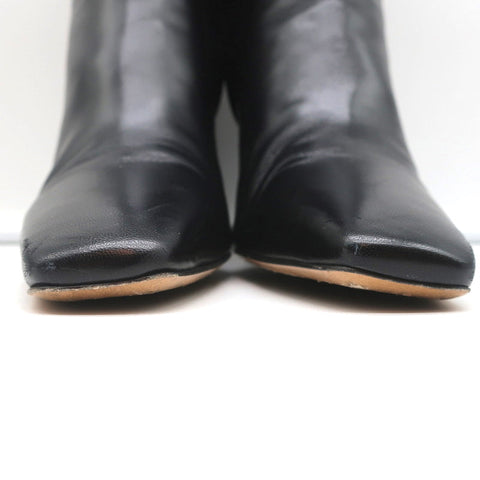 Valentino Rockstud Trim Mid-Calf Boots Black Leather Size 38 High Heel
