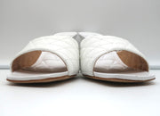 Schutz Fryda Mules White Quilted Leather Size 9 Open Toe Sandals NEW