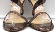 Jimmy Choo Crystal Buckle Sandals Mercury Metallic Watersnake Size 39