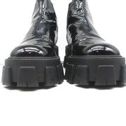 Prada Monolith Chelsea Boots Black Patent Leather Size 36