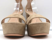 Gianvito Rossi Platform Sandals Bisque Suede Size 36 Ankle Strap Heels