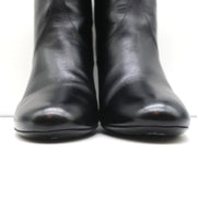 Christian Dior CD Chain Embellished Ankle Boots Black Leather Size 36 High Heel