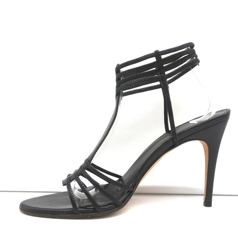 Gucci Tom Ford T-Strap Sandals Black Leather Size 8 Open Toe Heels