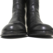 Valentino Ascot Ribbon Lace-Up Riding Boots Black Leather Size 37 Knee High Flat
