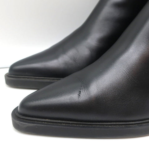 Gianvito Rossi Dylan Ankle Boots Black Leather Size 41.5 Pointed Toe High Heel