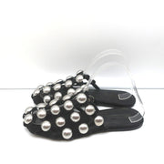Alexander Wang Amelia Mules Black Studded Suede Size 37 Caged Sandals