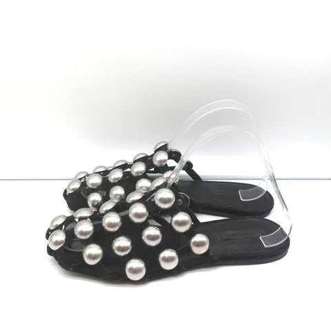 Alexander Wang Amelia Mules Black Studded Suede Size 37 Caged Sandals